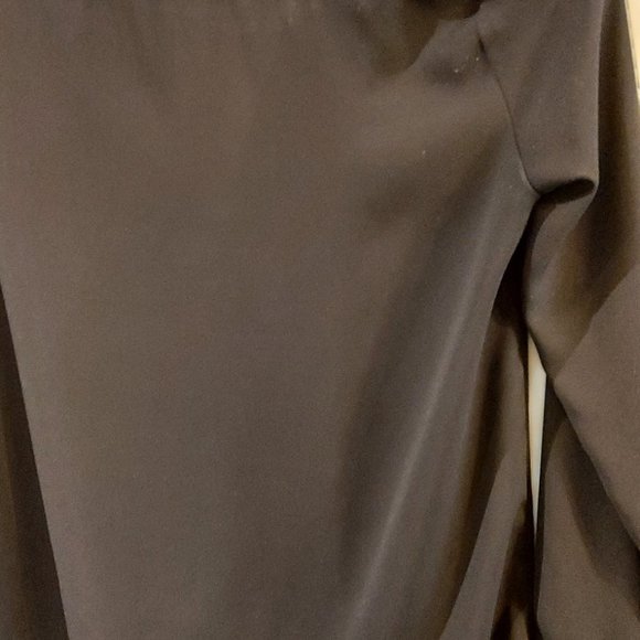 Cynthia Rowley Black Sheer Blouse Button Up V (Sp) - Picture 9 of 9